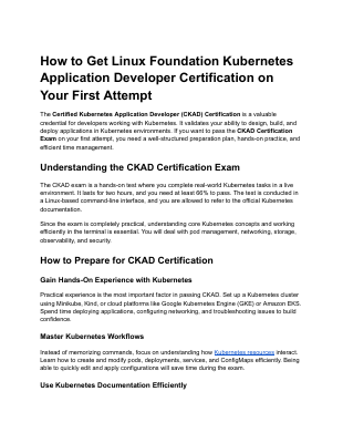 Linux Foundation Kubernetes Application Developer Certification